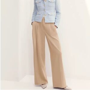 Ann Taylor Beige Wide-Leg Trousers